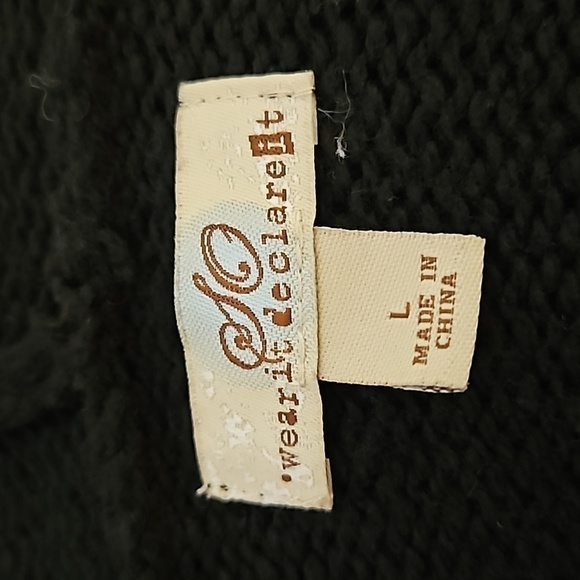 SO WEAR IT DECLARE IT Black Monochrome Wool Cropped Baddie Hoodie Cardigan - Picture 7 of 9